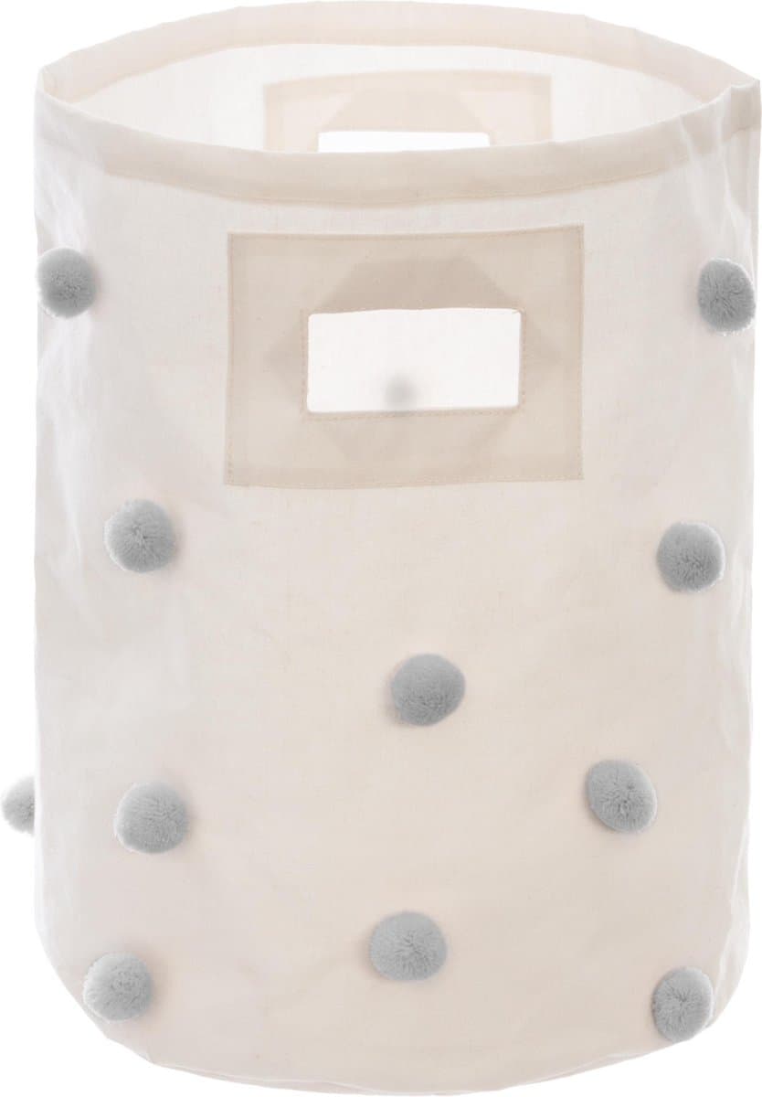Atmosphera Kids Opbergmand/Wasmand pompon - Ø30xH41cm - Grijs — afbeelding 1