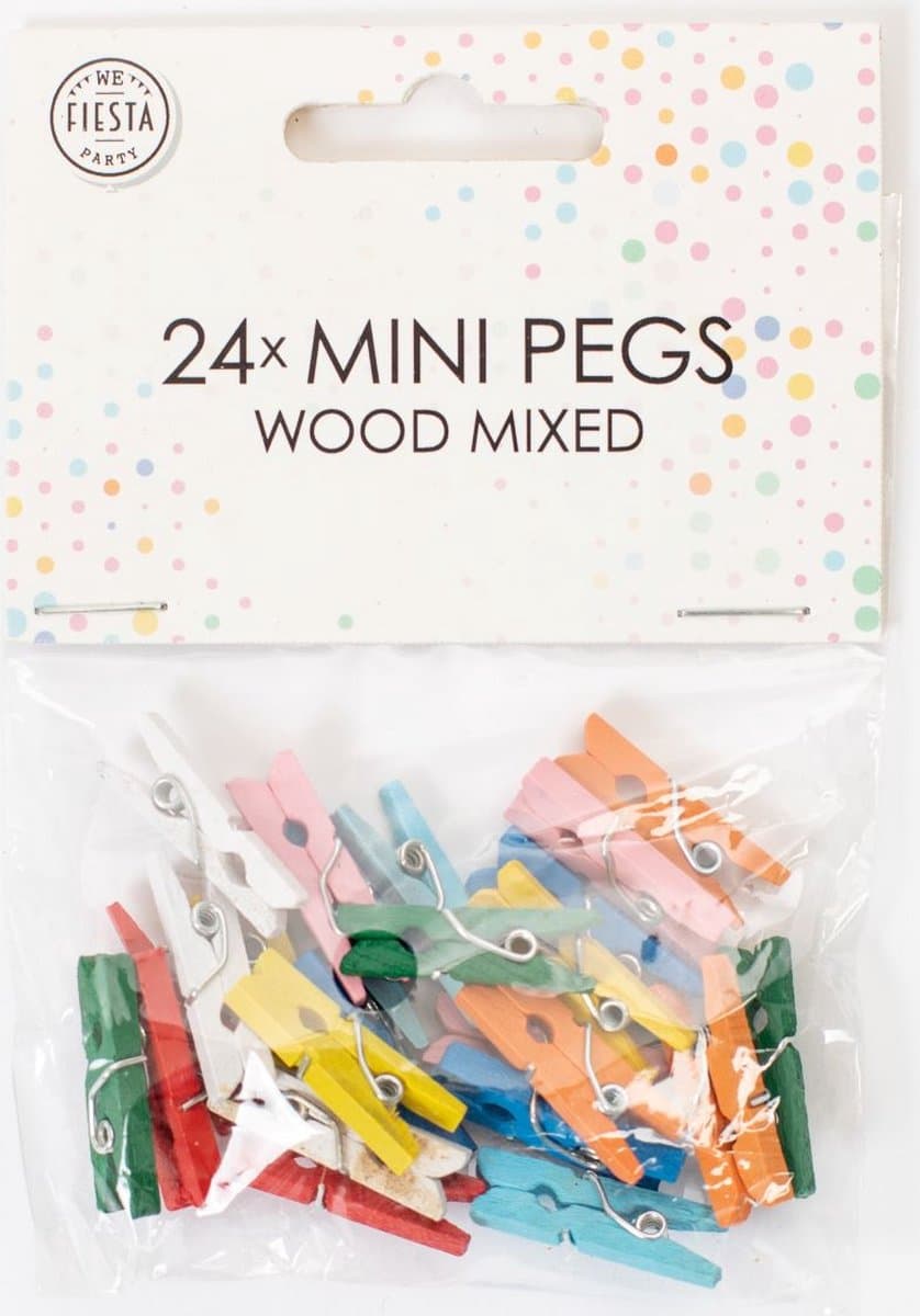 48 Mini houten knijpers Gemixt - Feest Thema Polaroid Foto Ophangen Klein Knijper — afbeelding 1