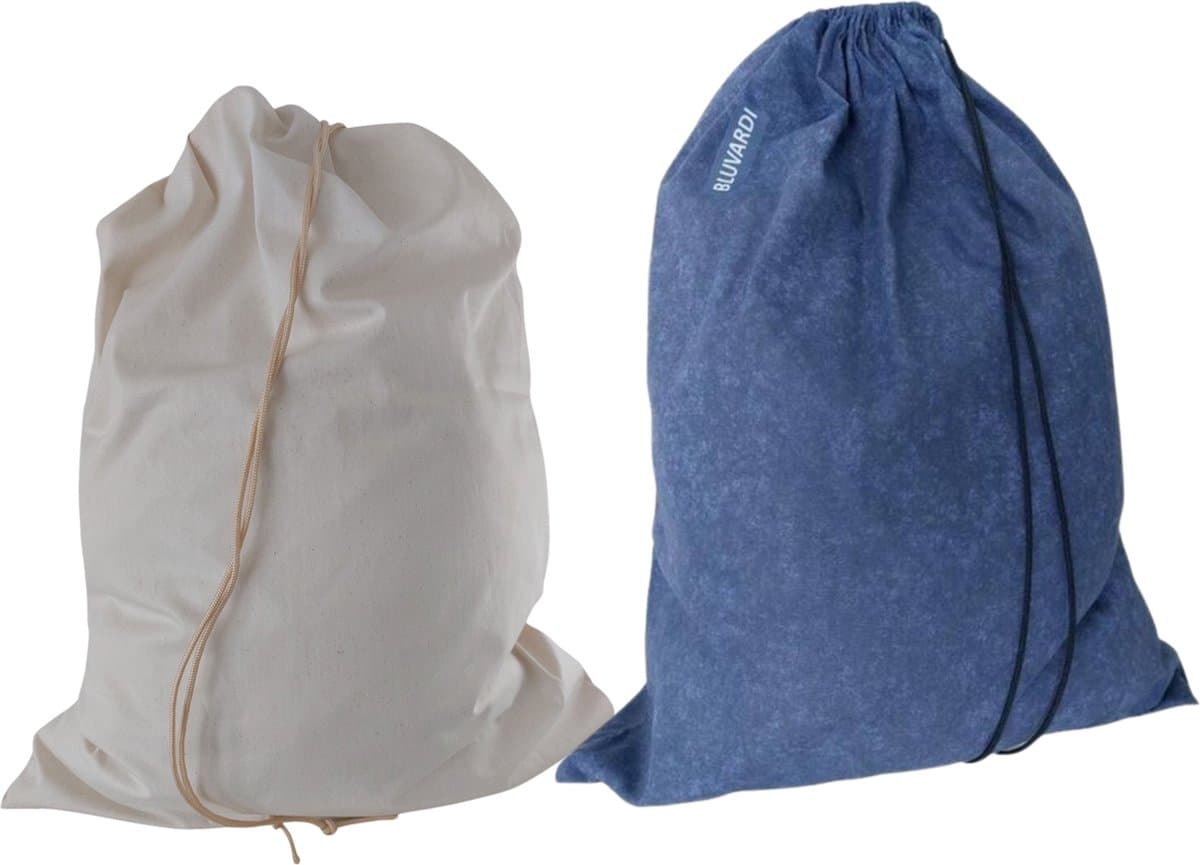 Bluvardi katoenen waszakken set van 2 stuks - XXL -marine blue-natural cotton — afbeelding 1