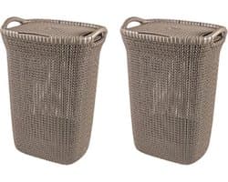 Curver Knit Wasmand met deksel - 57 l - set van 2 -Bruin