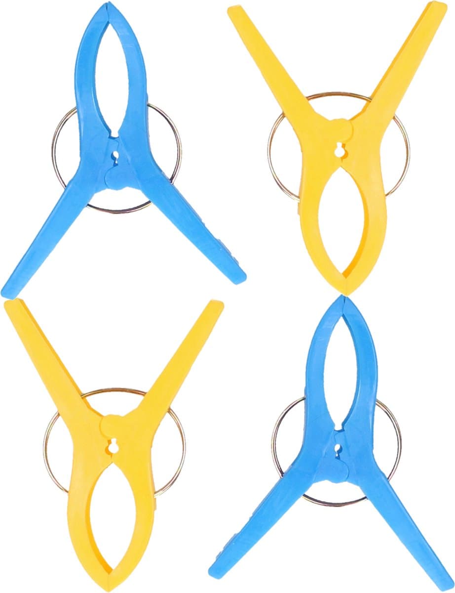 Jedermann Handdoekknijpers XL - 6x - blauw/geel - kunststof - 12 cm - wasknijpers — afbeelding 1