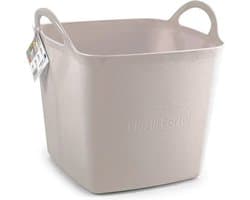 Plasticforte Kuip/emmer/wasmand - flexibel - beige - 27 liter - vierkant - kunststof - 36 x 34 x 37 cm