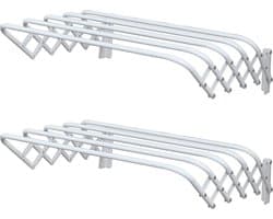 MSV Uitschuifbaar wasgoedrekje/droogrek - 2x - 3m waslijn - wit - 60 cm - metaal