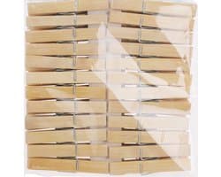 Bamboe wasknijpers - 48x - hout - 7 cm