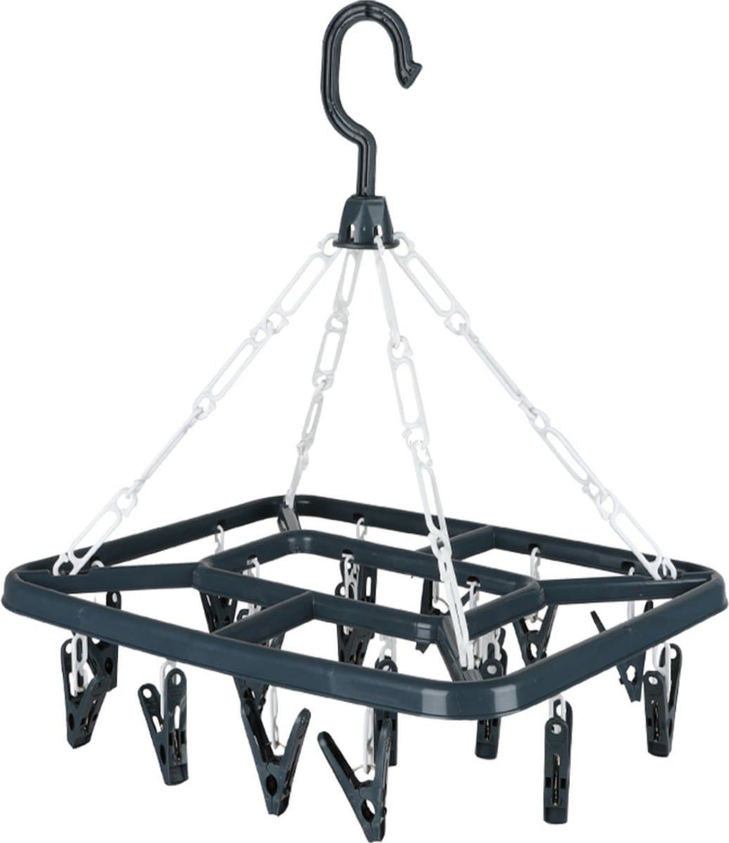 Urban Living Wasgoed droogcarrousel/droogmolen - 18 clips/knijpers - grijs - kunststof - 31 x 33 cm — afbeelding 1