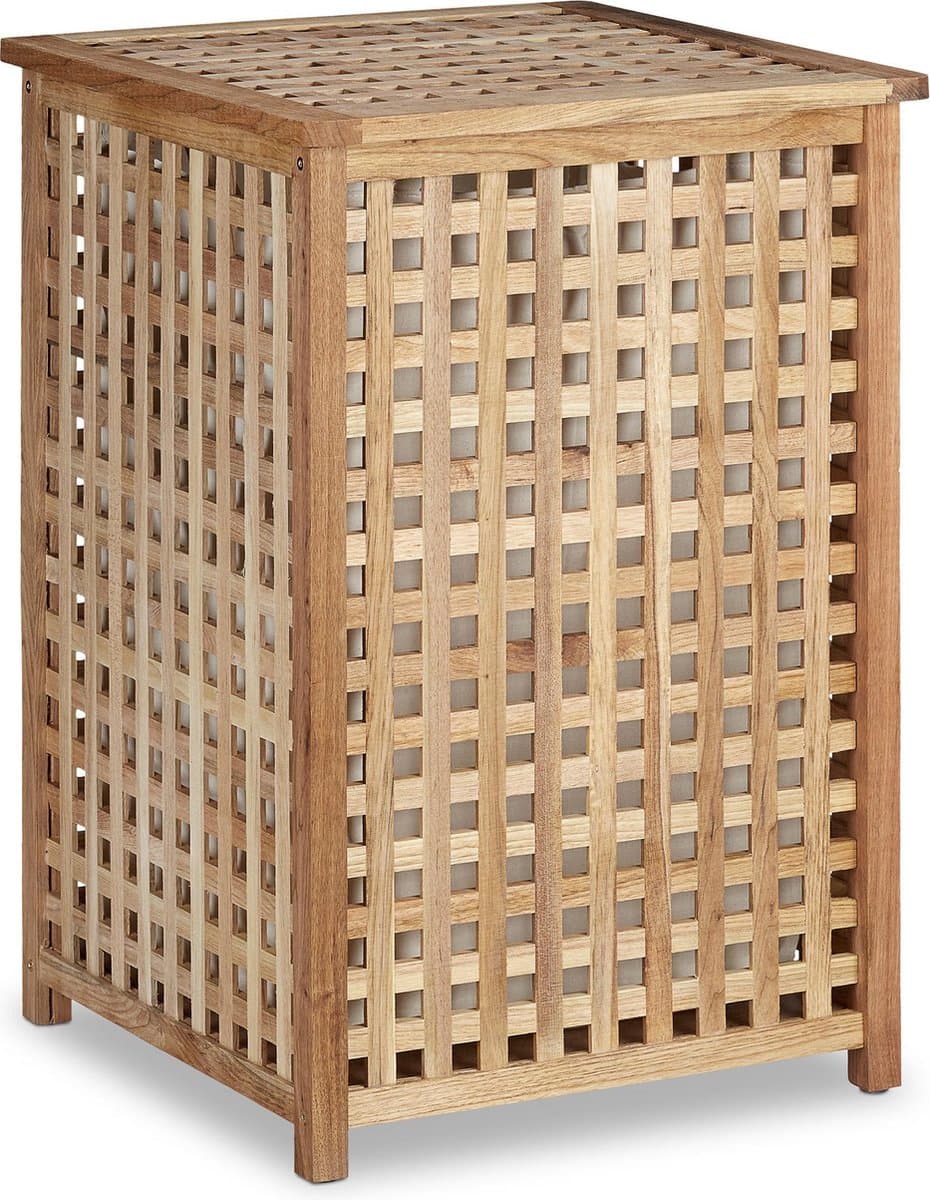 Wasmand walnoot met deksel - 75 L - naturel — afbeelding 1