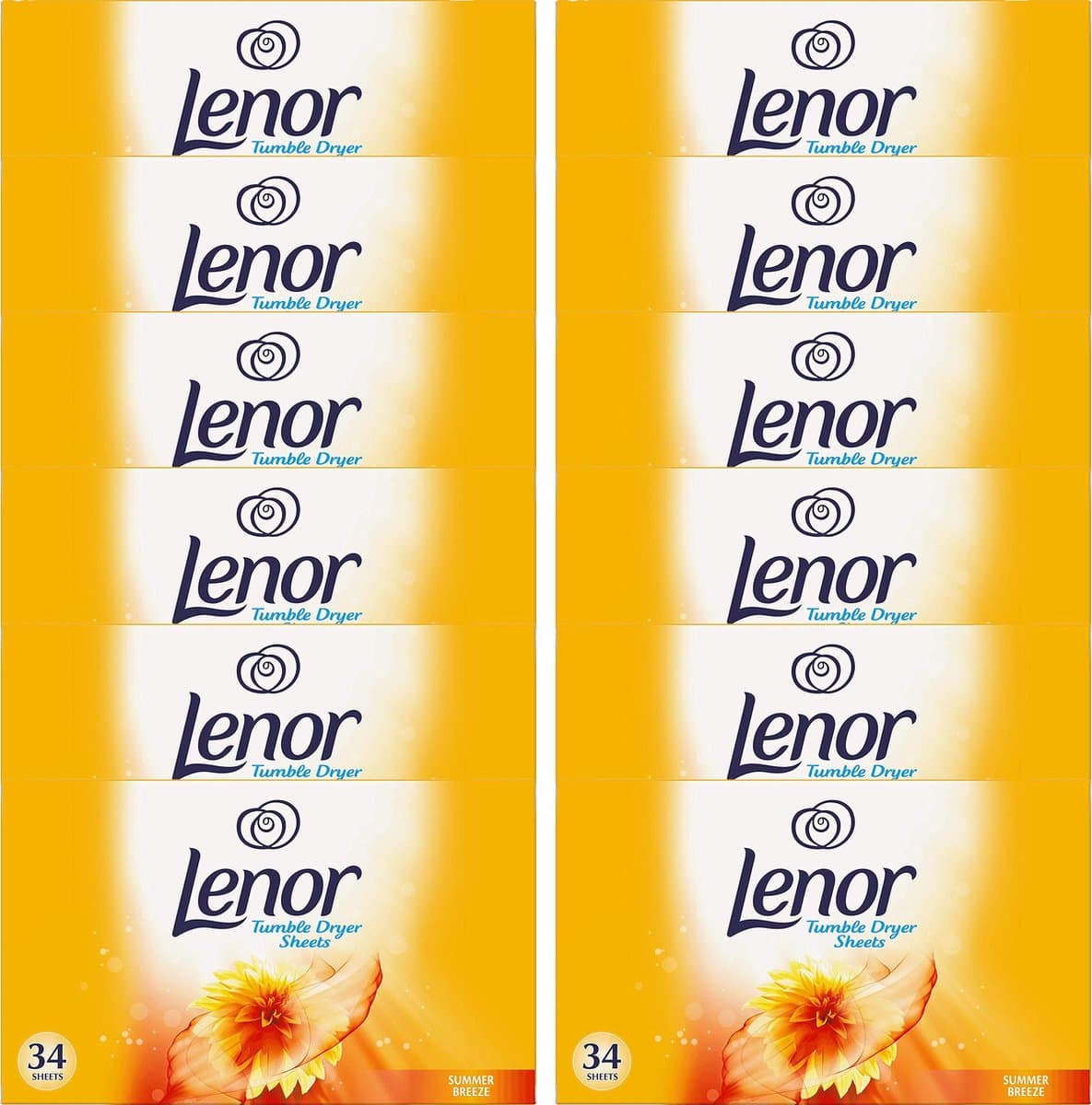 Lenor - Droogtrommeldoekjes - Zomerbries - Summer Breeze - 12 x 34 doekjes - Voordeelverpakking — afbeelding 1