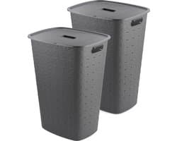 Curver Softex Wasmand met Deksel 56L - 2 stuks - Antraciet