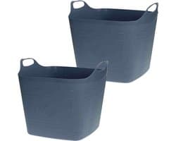 Bathroom Solutions flexibele kuip emmers/wasmanden - 2x stuks - blauw — afbeelding 1