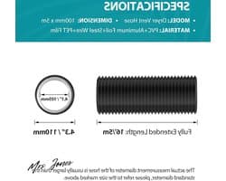 Mrs. Jones Power Afvoerslang Ø 100 mm lengte 5 m flexibele pvc-aluminium buis ventilatieslang geluidsgeïsoleerde warmte-isolatie aluminium flexibele slang afvoerbuis voor afvoerluchtventiel UV-bestendig HVAC-systeem . — afbeelding 1