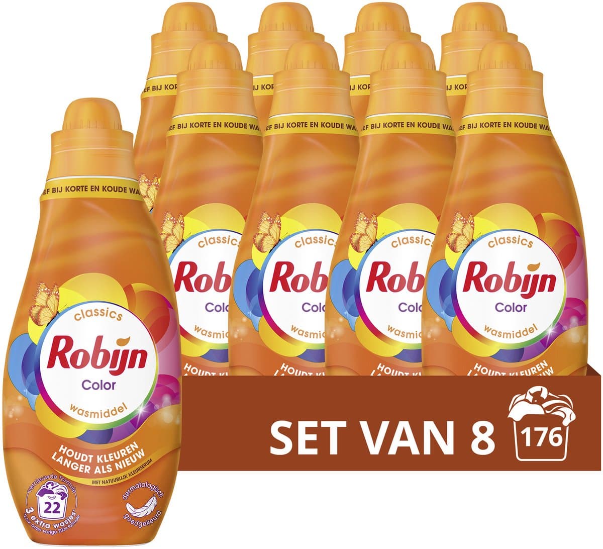 Robijn Klein & Krachtig Classics Vloeibaar Wasmiddel - Color - 8 x 22 wasbeurten - Voordeelverpakking — afbeelding 1