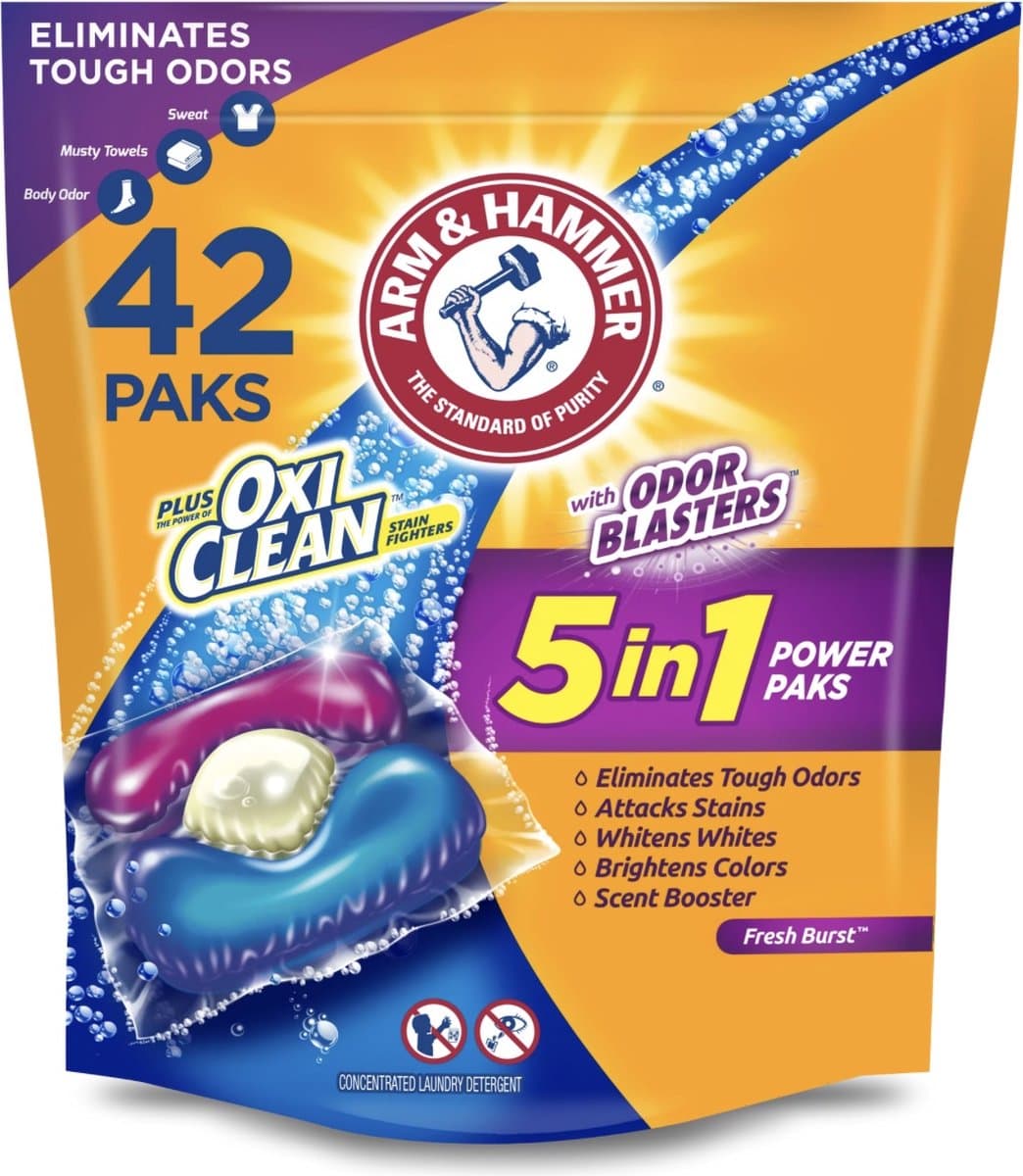 ARM & HAMMER - Plus OxiClean with Odor Blasters 5-in-1 Fresh Burst Laundry Detergent - Wasmiddel - 42 capsules — afbeelding 1