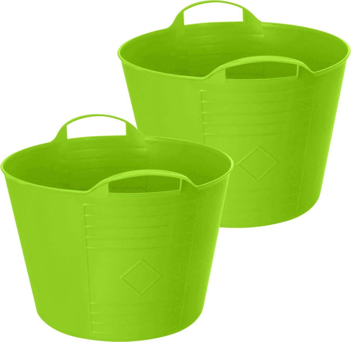 Excellent Houseware Flexibele emmer - 2x - groen - 27 liter - kunststof - 40 x 35 cm — afbeelding 1