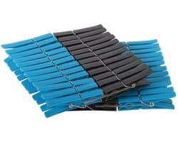 Wasknijpers - 48x stuks - kunststof - blauw/grijs - knijpers - was ophangen
