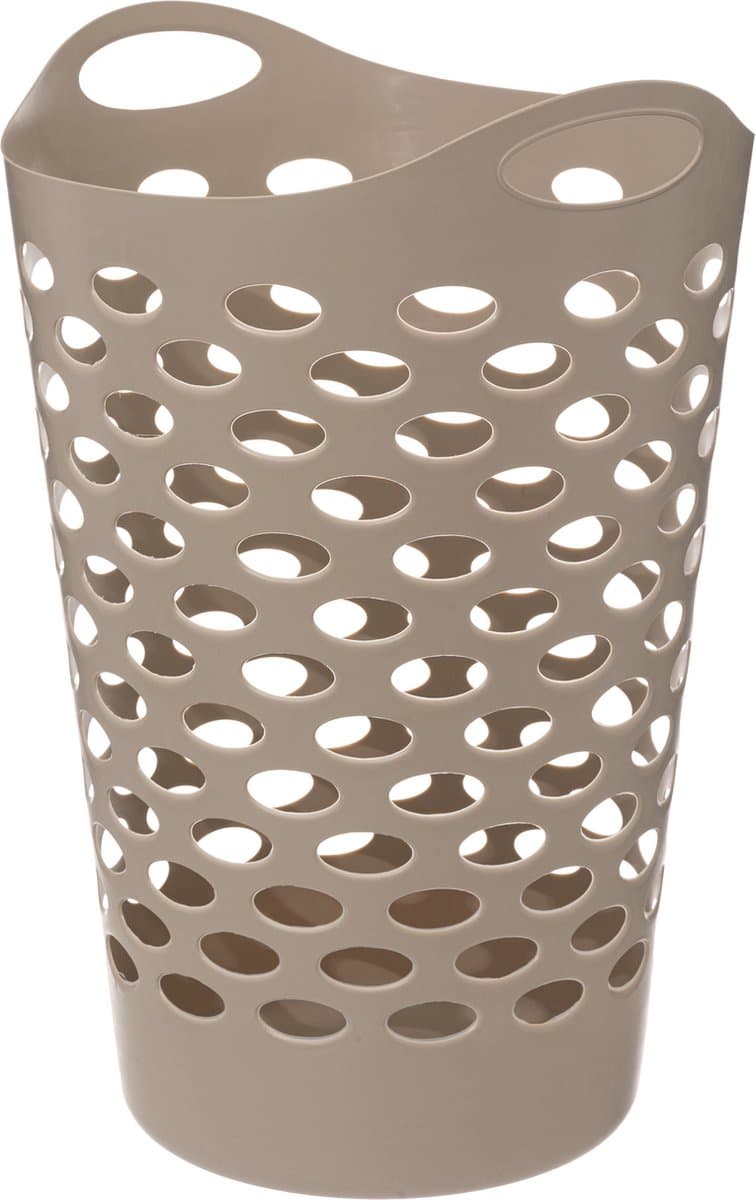 5Five Flexibele wasmand/opbergmand - rond - beige - 60 liter - D41 x H66 cm — afbeelding 1