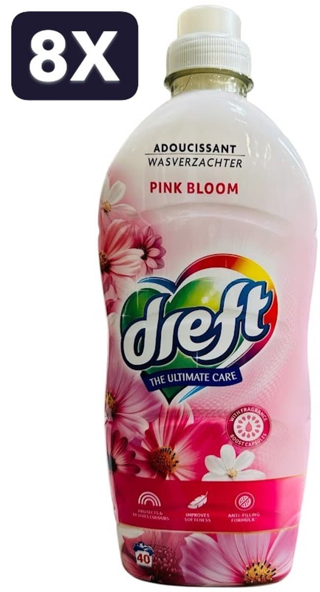 8 x Dreft Wasverzachter - 40sc/1L - ultimate care pink bloom — afbeelding 1