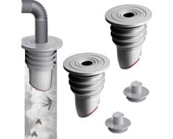 2 Stuks - Wasmachine geurdichte afdekking - Afvoerplug wasmachine - 45-50 mm - Anti-geur wasmachine stop - Afvoerplug afdekking vloer - Universele afvoerset voor Wasmachine - Slangafdichtingsafdekking - Lekvrije Aansluiting, Inclusief Stofkapjes