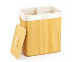 Bamboe Wasmand 80 Liter met Deksel – Dubbele Wasbox voor Donkere en Lichte Was
