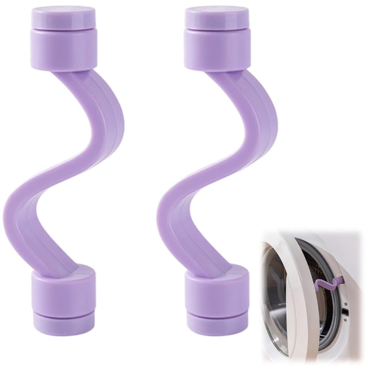 2 stuks-Deursluiting voor wasmachine - Deursteun voor wasmachine - Deurstopper - Ventilatie en geurpreventie - Magnetische sluiting - Wasmachineaccessoires - Geschikt voor wasmachines en drogers - Paars - 10*2*2 cm — afbeelding 1