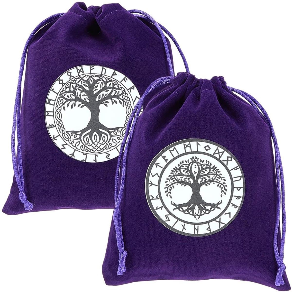 Dailygoods - Set van 2 Fluwelen Tarotzakjes met Trekkoord voor Kristallen — afbeelding 1