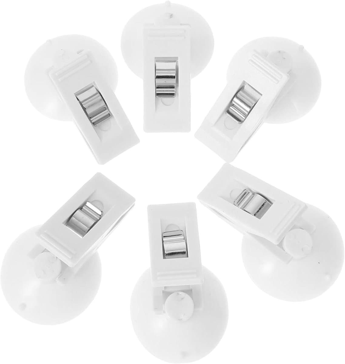 Zuignap Clips - Klemmen Houder - Organisatie Thuis - Sterke Zuigkracht - 6 stuks - Wit — afbeelding 1
