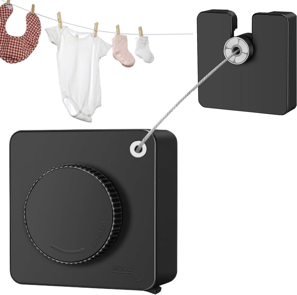 Intrekbare Waslijn - Drooglijn Uittrekbaar - Kleding Drogen - Roestvrijstalen Draad - 4.8 Meter - Zilver — afbeelding 1