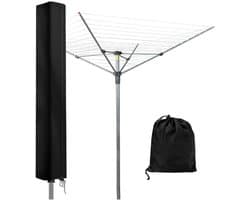 Droogmolenhoes - Droogmolen Hoes Universeel - 165x16x16 cm - 210D Heavy Duty Roterende Droogrek Hoes - Afdekking Buiten - Ritssluiting - Zonwering - Waterdicht - voor Tuindroger, Droger - Zwart