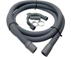 Fixem afvoerslang 3,5m wasmachine vaatwasser, geschikt voor 19mm 21mm aansluitingen - verlengslang afvoerslang met bocht en klemmen en verleng adapter - Geschikt voor alle merken