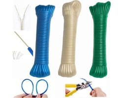 Waslijn met stalen kern - Droogtouw metaal - Kleding drogen buiten - Extreem robuuste stalen kern - 2x 15 Meter