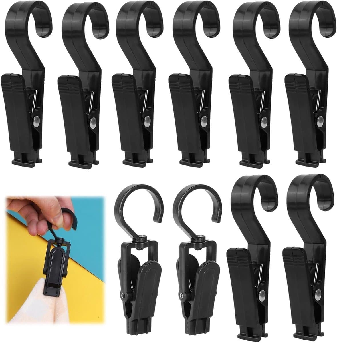Set van 10 multifunctionele kledingknijpers voor kamperen, tentclips, lichthaak en handdoekclips - ideaal voor buitengebruik en campinglampen — afbeelding 1