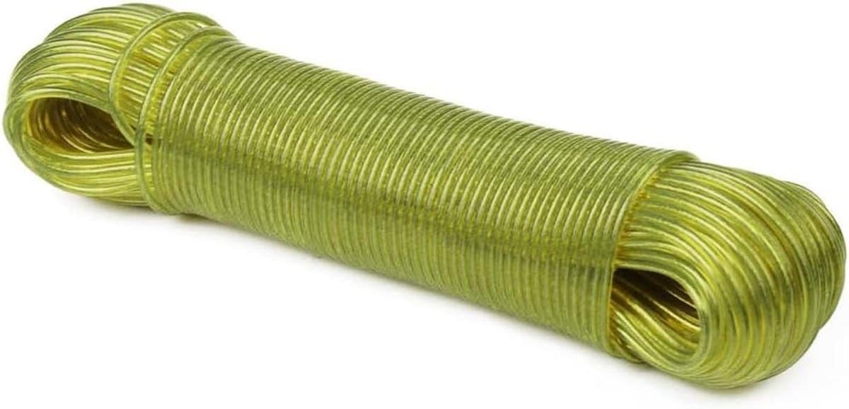 Waslijn met stalen kern - Stabiel droogkoord - Kleding drogen - Weerbestendig PVC coating - 50 meter lengte - Geel — afbeelding 1