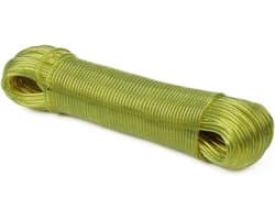 Waslijn met stalen kern - Stabiel droogkoord - Kleding drogen - Weerbestendig PVC coating - 50 meter lengte - Geel