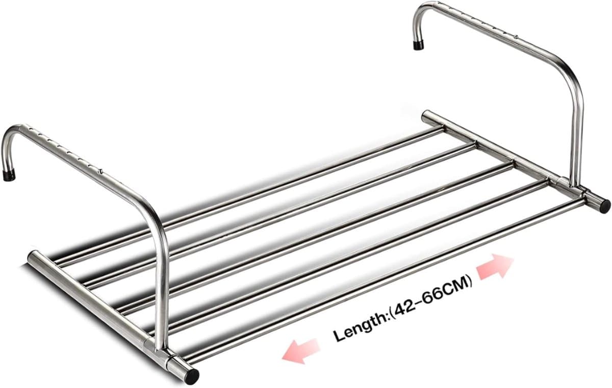 HEZIVO® Handdoekrek Radiator - Droogrek Badkamer en Verwarming - Wasrek Balkon - Uittrekbaar 42-66 cm — afbeelding 1