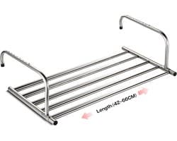 HEZIVO® Handdoekrek Radiator - Droogrek Badkamer en Verwarming - Wasrek Balkon - Uittrekbaar 42-66 cm