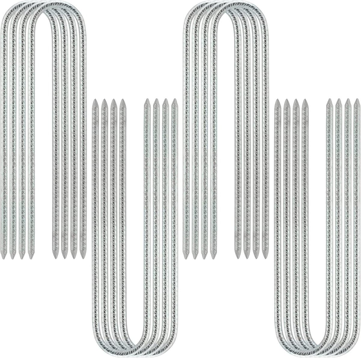 Grondankers - Haringen Palen - Tent Bevestigen - Verzinkt Staal - 30cm 16 Stuks - Zilver — afbeelding 1