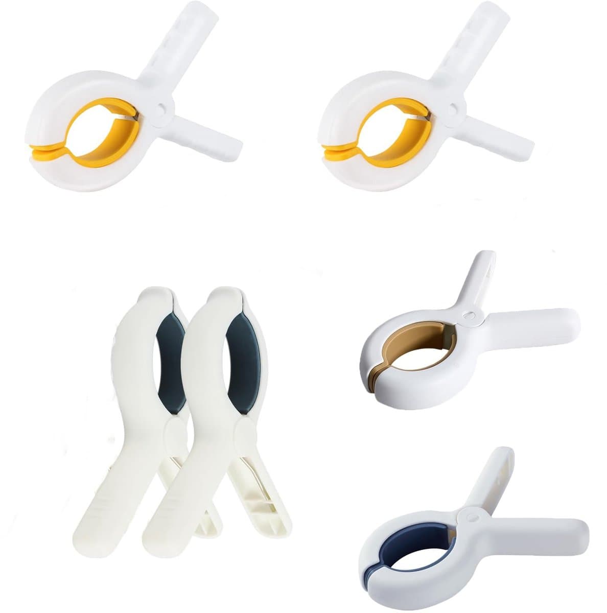 Dailygoods- Handdoekclips 6 stuks - Antislip - Duurzaam - Voor bevestiging - Voor grote voorwerpen - Roestvrijstalen veer - 9,5 x 6,5 x 1,8 cm - Wasknijpers — afbeelding 1