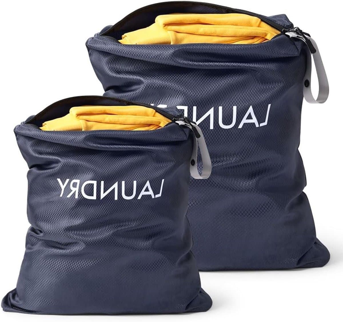 Vouwbare Waterdichte Waszakken, 2 Stuks voor Vuile Kleding, Ideaal voor Fitness en Strand, Met Rits en Opbergruimte - Donkerblauw — afbeelding 1