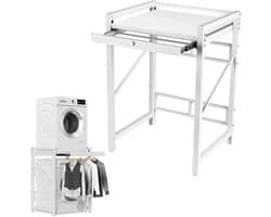 Velmio Wasmachine Stapelset Met Schuifrek - Wasmachine Stapelrek - Universeel Wasmachine en Droger - Anti Vibratie - Robuust - Stevig - Stabiel Verhoger - Wasmachine Ombouw -Met Lade