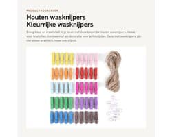 Dailygoods- Wasknijpers 50 Stuks - Houten Wasknijpers - Kleine Wasknijpers - Mini Wasknijpers - Fotoclips - Jute Koord 10m - Fotoknijpers