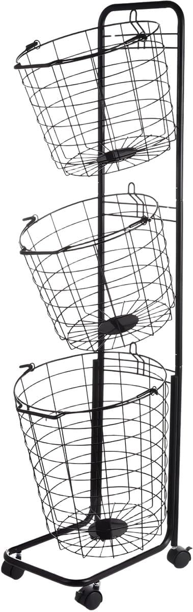 Wasmand 3-Laags op Wielen 122x31x25 cm - Wassorteerder voor Badkamer & Wasruimte — afbeelding 1