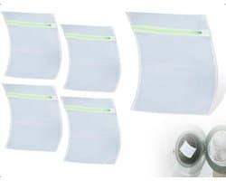Allecto - Herbruikbare Wasnetten - Set van 4 - Ideaal voor Kleding - Groene Rits - Multifunctioneel - Geschikt voor Ondergoed en Babykleding