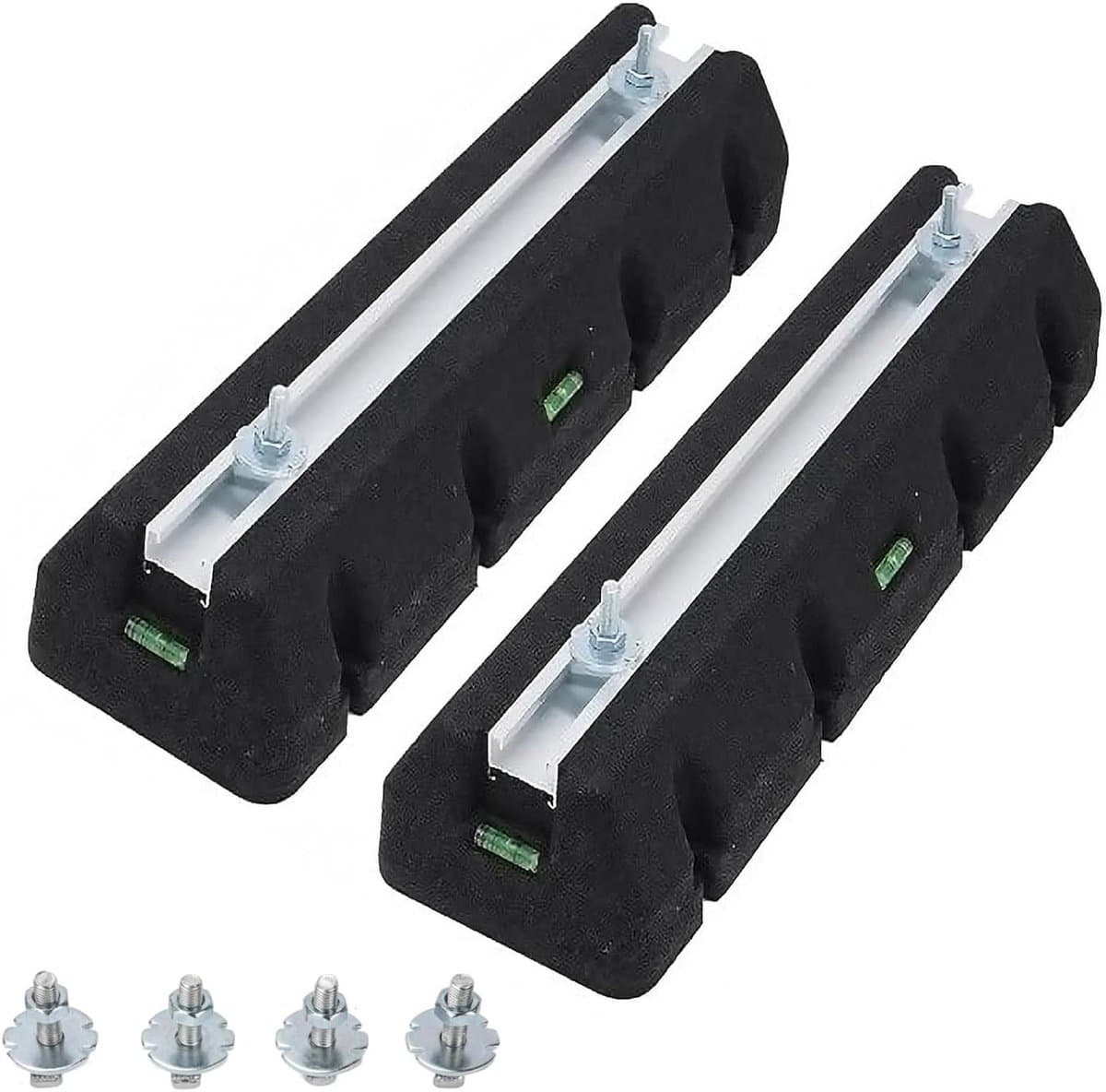 Dempingssokkel Airco - Trillingsvoet Rubber - Apparaten Stabiliseren - Inclusief Waterpas - 450 mm - Zwart — afbeelding 1