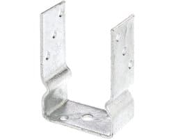 1x U-vormige paalsteun, vrije breedte 91 mm, totale lengte 150 mm, thermisch verzinkt staal, paalsteun voor vastschroeven of betonneren, U-profiel staal, grondanker, balkdrager