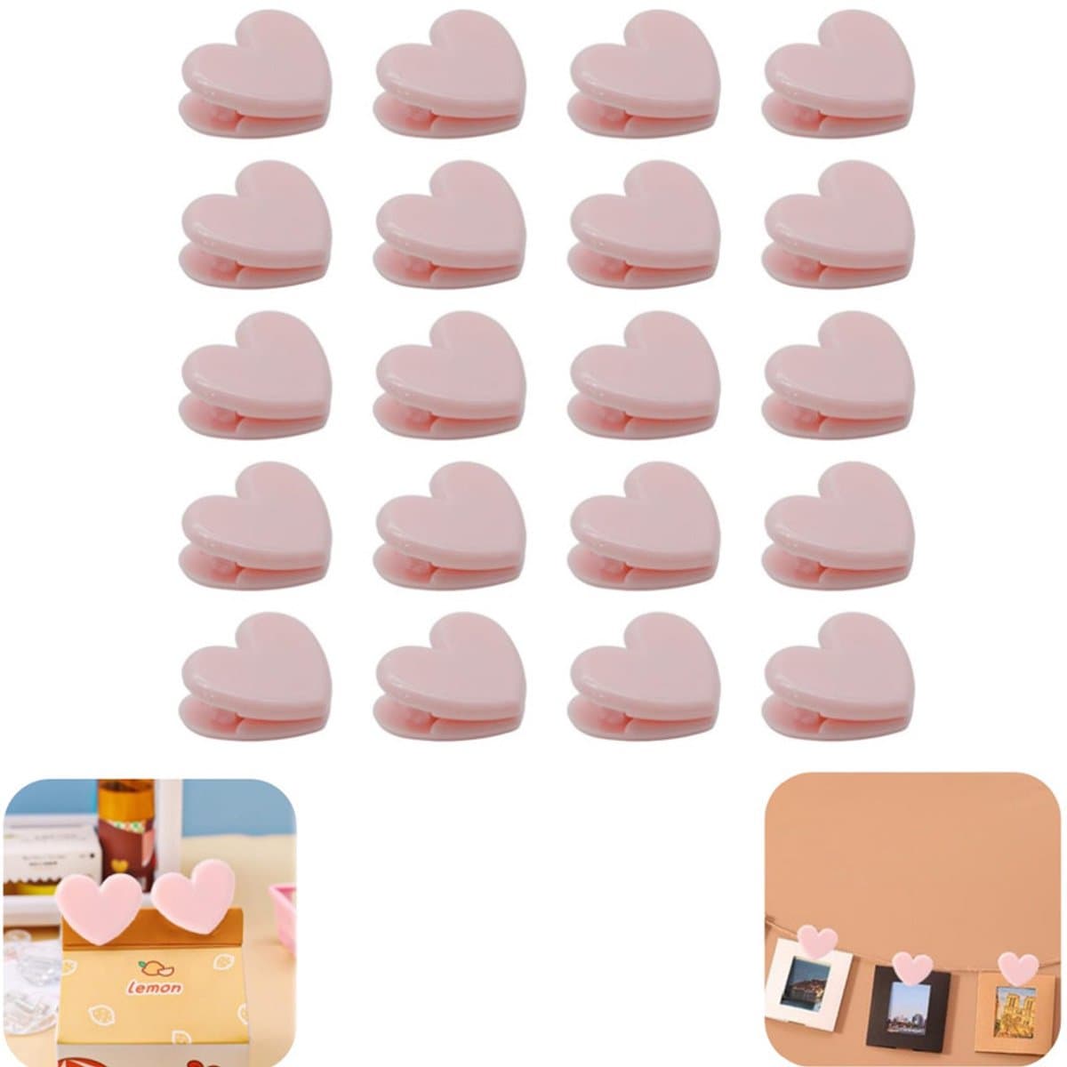 20 stuks klemmen - sluitklemmen - bindklemmen - bevestigers - fotoklemmen - opbergaccessoires - decoratie - geschikt voor keuken, slaapkamer, snackwinkel (roze, 3,1*2,7*1,3 cm) — afbeelding 1