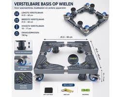 Verstelbare Wasmachine Verhoger – Met Wieltjes – Universele Verhoging voor Wasmachine Droger Koelkast en Vriezer – Wasmachine Kast Met Wielen – Wasmachine Sokkel