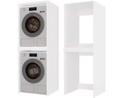 BDW Washing Machine Cabinet for Washing Machine and Tumble Dryer Pola Twin, 180 x 64 x 64 cm, Tall Bathroom Cabinet, Bathroom Furniture, Dryer, White