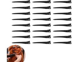 Haarklemmen en Borstel Set - Kappersclips Styling - Haar Stylen Knippen - Robuuste Metalen Clips - 24 Stuks - Zwart