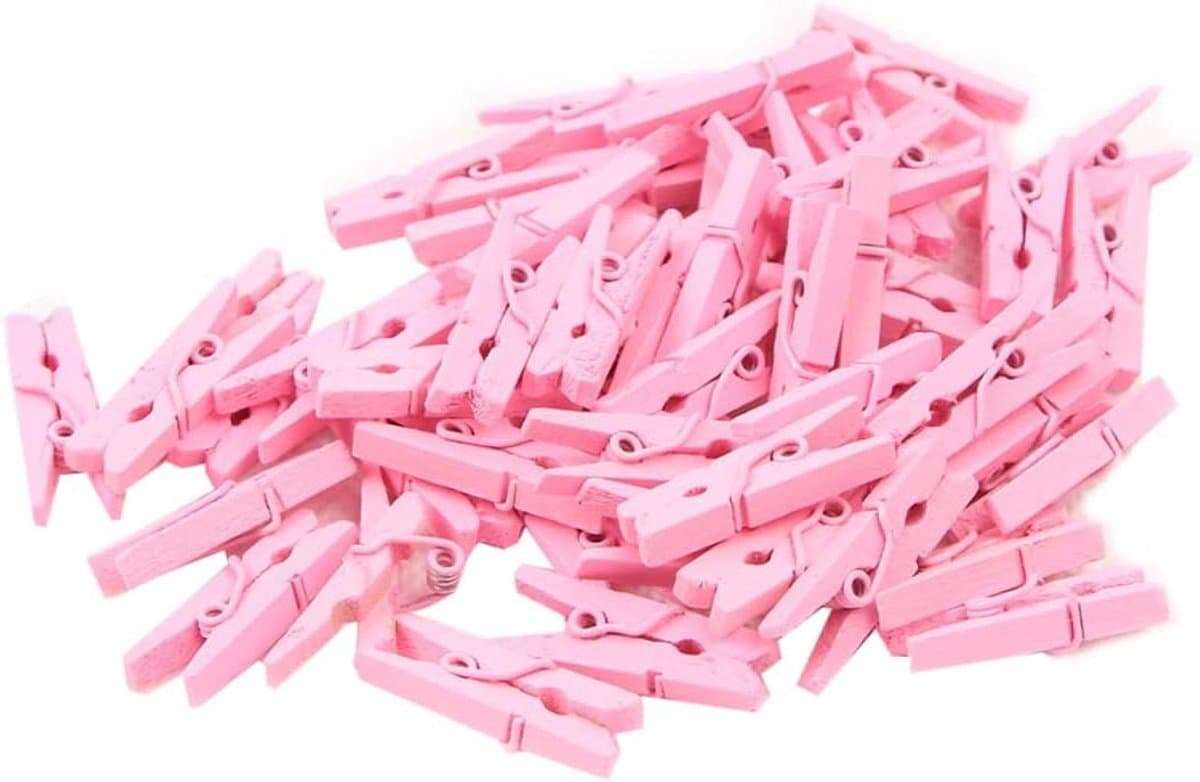 Houten Kledingset - Mini Clips - Foto's Ophangen - Regenboogkleur - 100 Stuks - Gekleurd — afbeelding 1