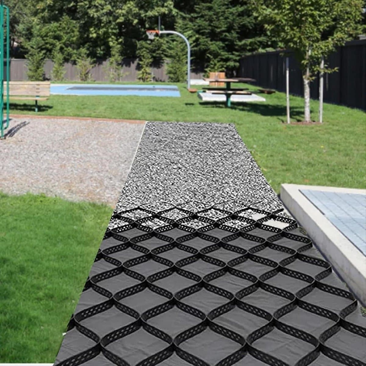 Grondroostersysteem - Stabilisatierooster - Oprit Aanleggen - Hoge Belasting - 2 Inch Hoog - Zwart — afbeelding 1