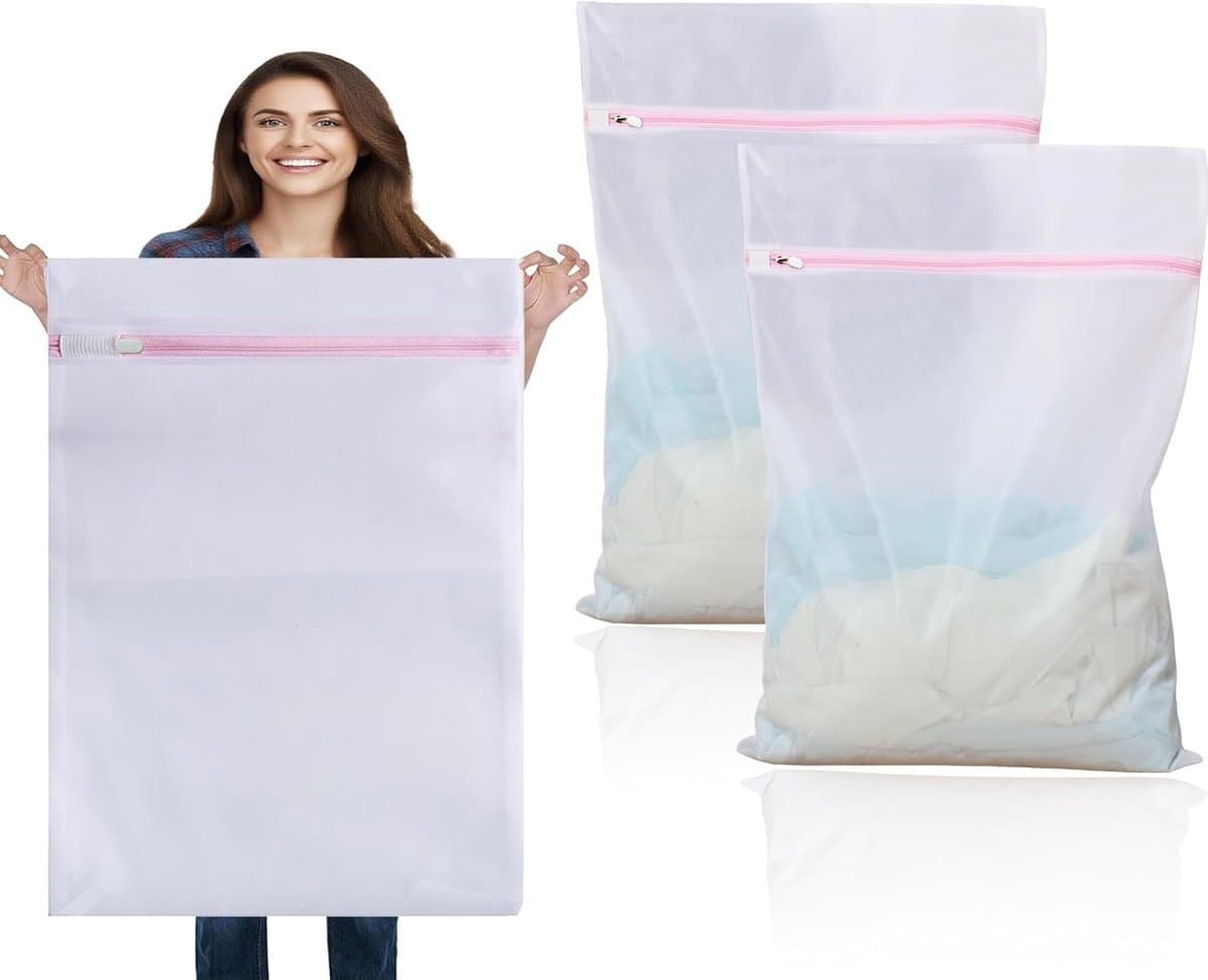 VHV - Waszak - extra grote XXL wasnet met verborgen ritssluiting - voor wasmachine, reizen en kleding opbergen — afbeelding 1